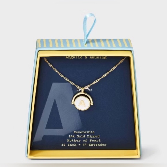 a new day Jewelry - A New Day 14K Gold-Dipped Reversible Initial “A” Necklace – Mother of Pearl